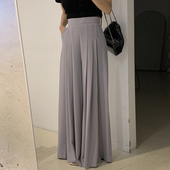子 高级气质百褶阔腿裤 女夏季 拖地裤 简约休闲高腰显瘦叠褶裙裤 长裤