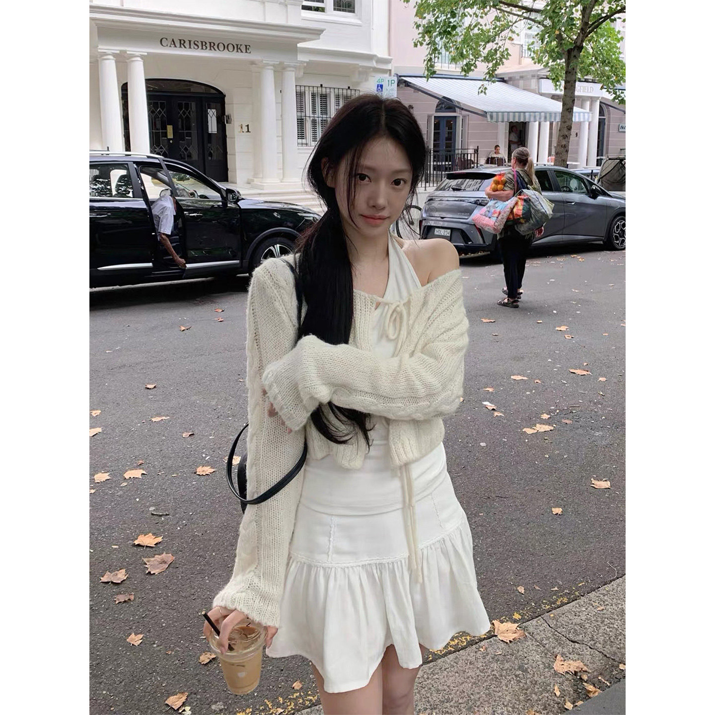 韩系温柔系带麻花针织开衫女早秋季慵懒宽松显瘦薄款长袖纯色上衣
