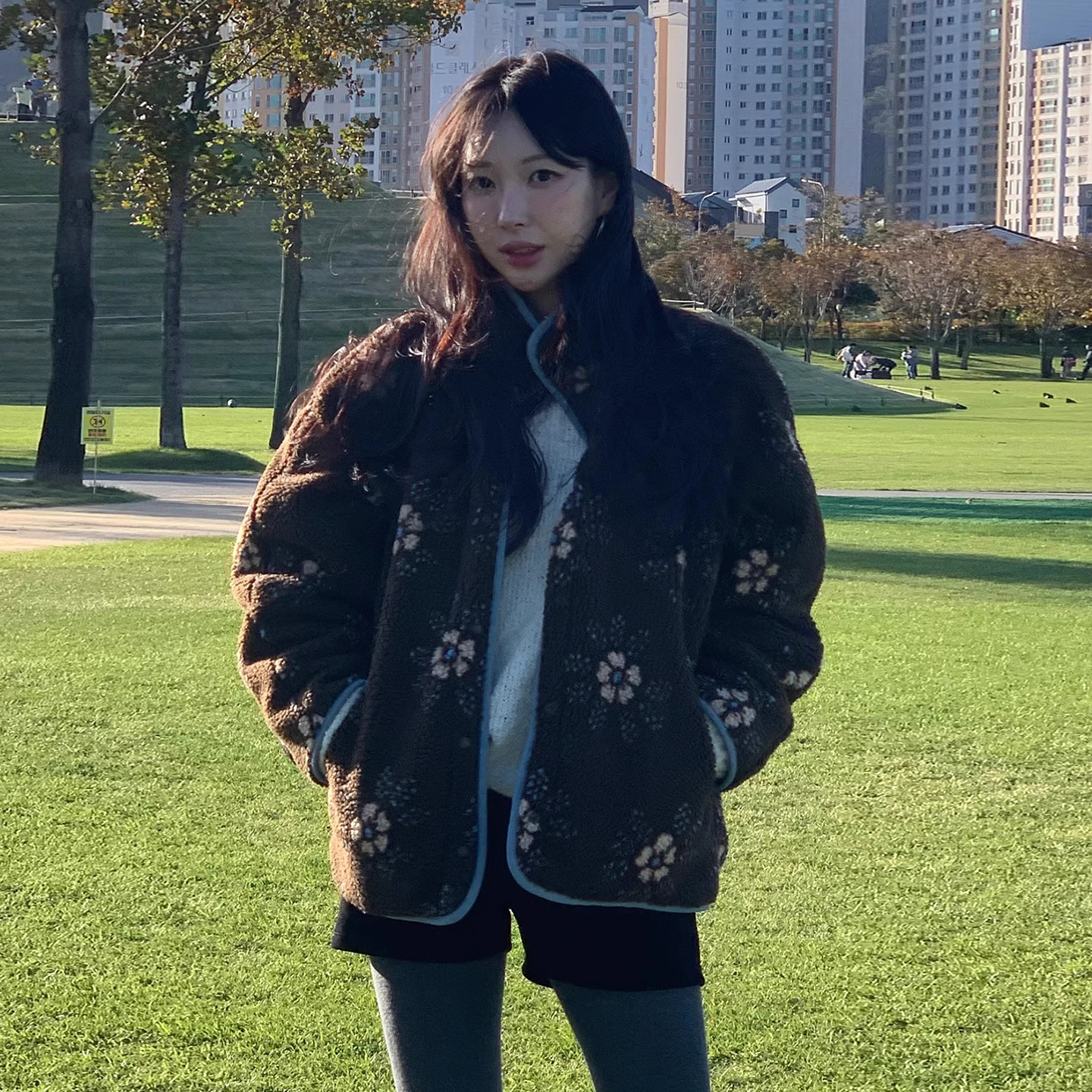 撞色提花两面穿保暖羊羔绒外套