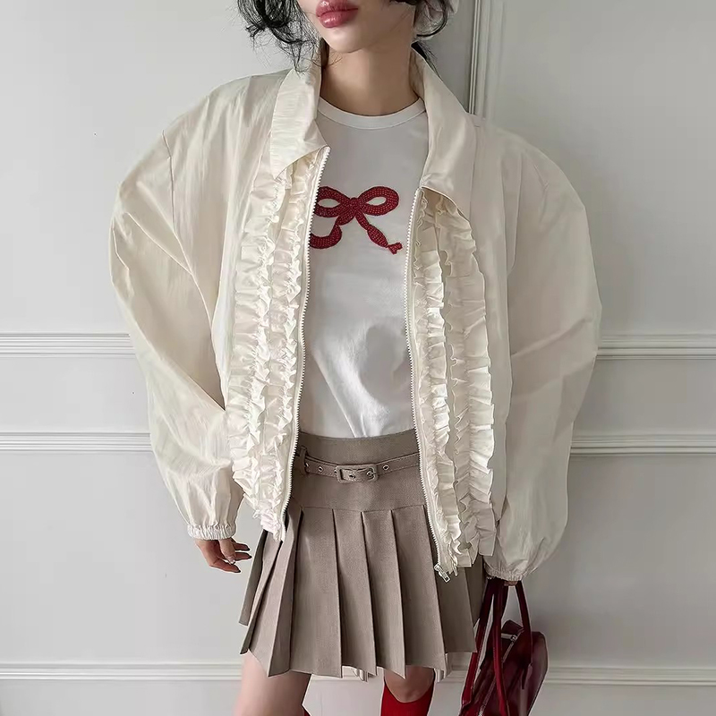 小众设计感木耳边装饰衬衫外套
