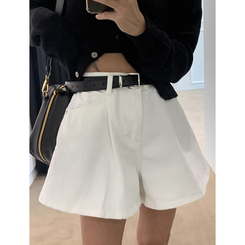 基础款纯色百搭阔腿牛仔裤短裤