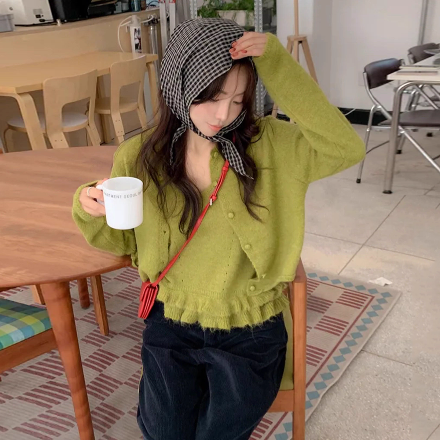 荷叶边针织吊带软糯毛衣开衫外套