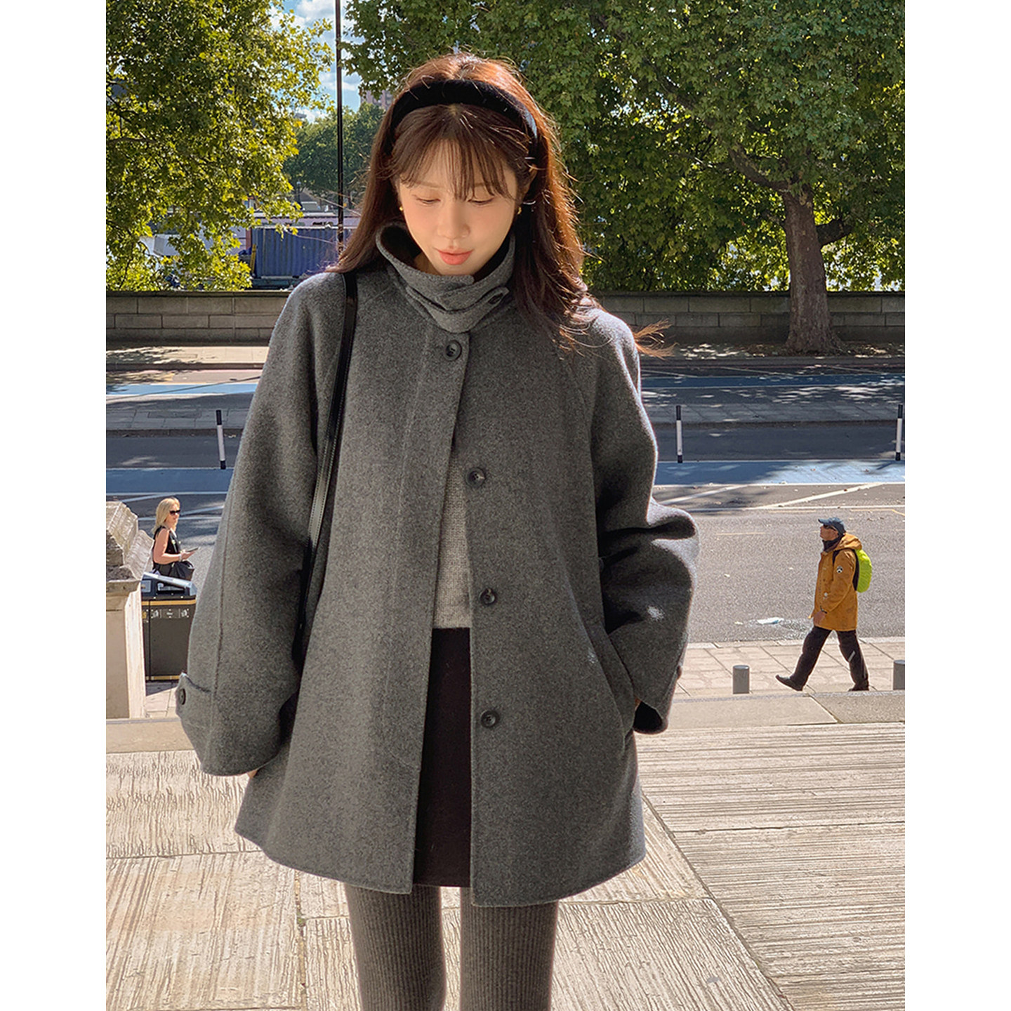 复古气质立领纯色百搭毛呢外套女2025冬季新款小个子后背开叉上衣,女装/女士精品,毛呢外套,淘宝优惠券,粉丝福利购,淘宝优惠卷