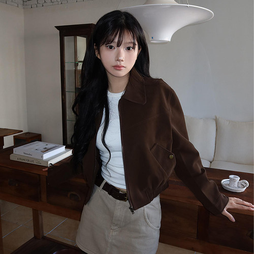 口袋宽松百搭短款长袖夹克外套