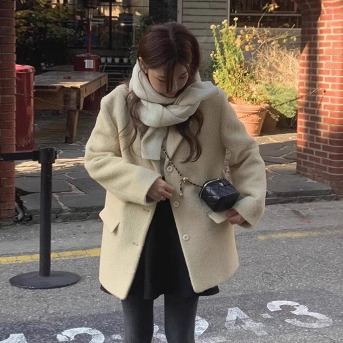 高级感西装领百搭短款呢子外套