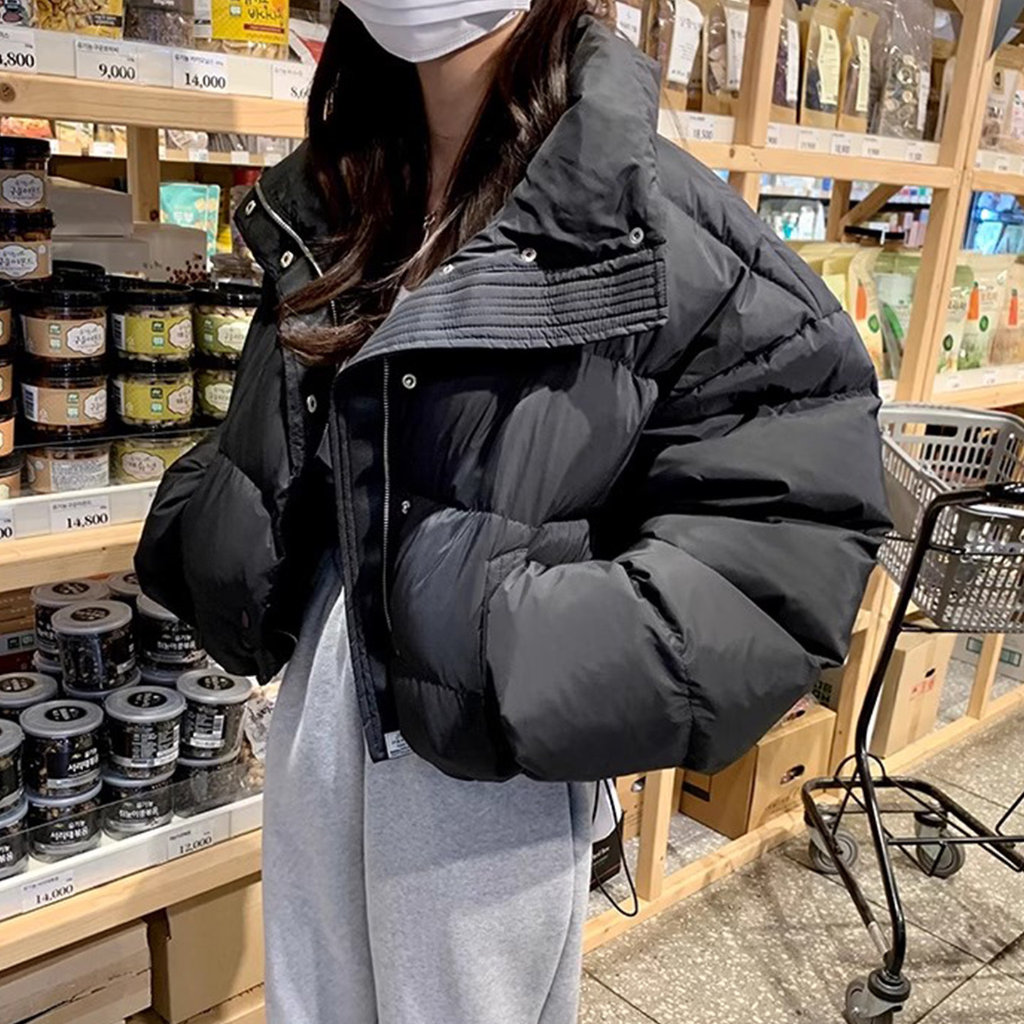 黑色抽绳短款百搭面包服棉服外套女秋冬季高级感小众拉链保暖棉衣,女装/女士精品,棉衣/棉服,淘宝优惠券,粉丝福利购,淘宝优惠卷