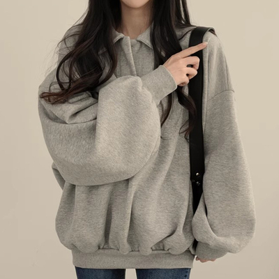 宽松休闲百搭灯笼袖套头卫衣