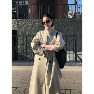 良良家自制卡其色中长款风衣外套女秋季新款设计感高级气质大衣