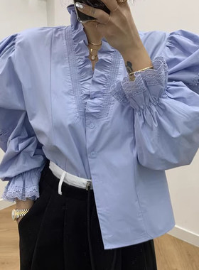 宽松百搭镂空提花长袖别致衬衫