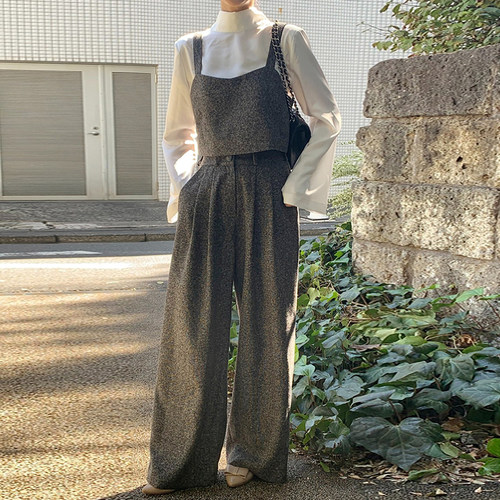 chic吊带背心+高腰阔腿休闲裤女