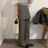 裤 设计感拼接一片式 气质百搭西装 女早春新款 屁帘假两件高腰休闲裤