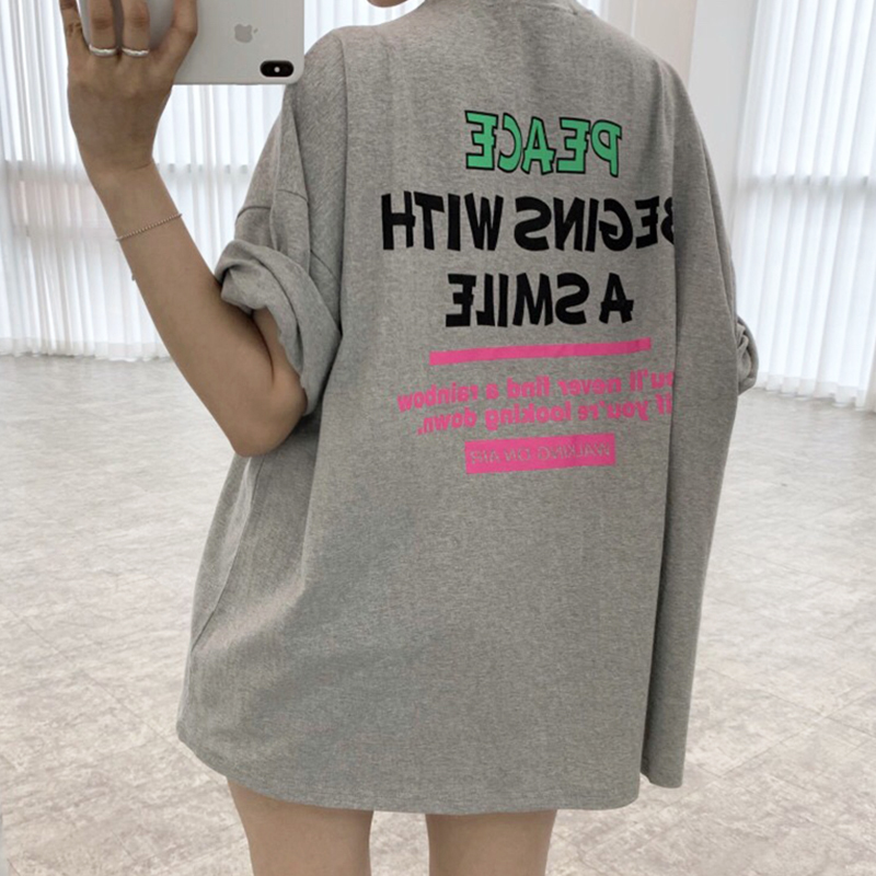 韩国chic宽松字母印花短袖T恤女