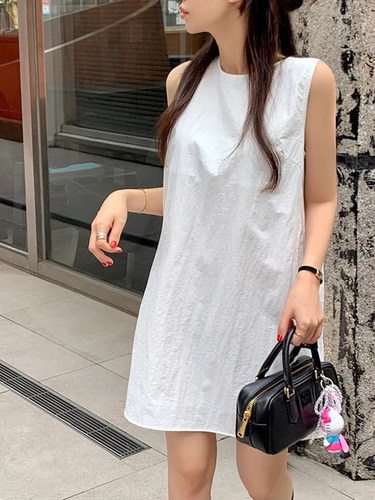 宽松小个子无袖背心连衣裙短裙女