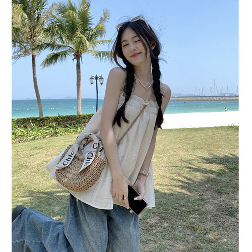 赵露思同款仙女吊带海边度假法式
