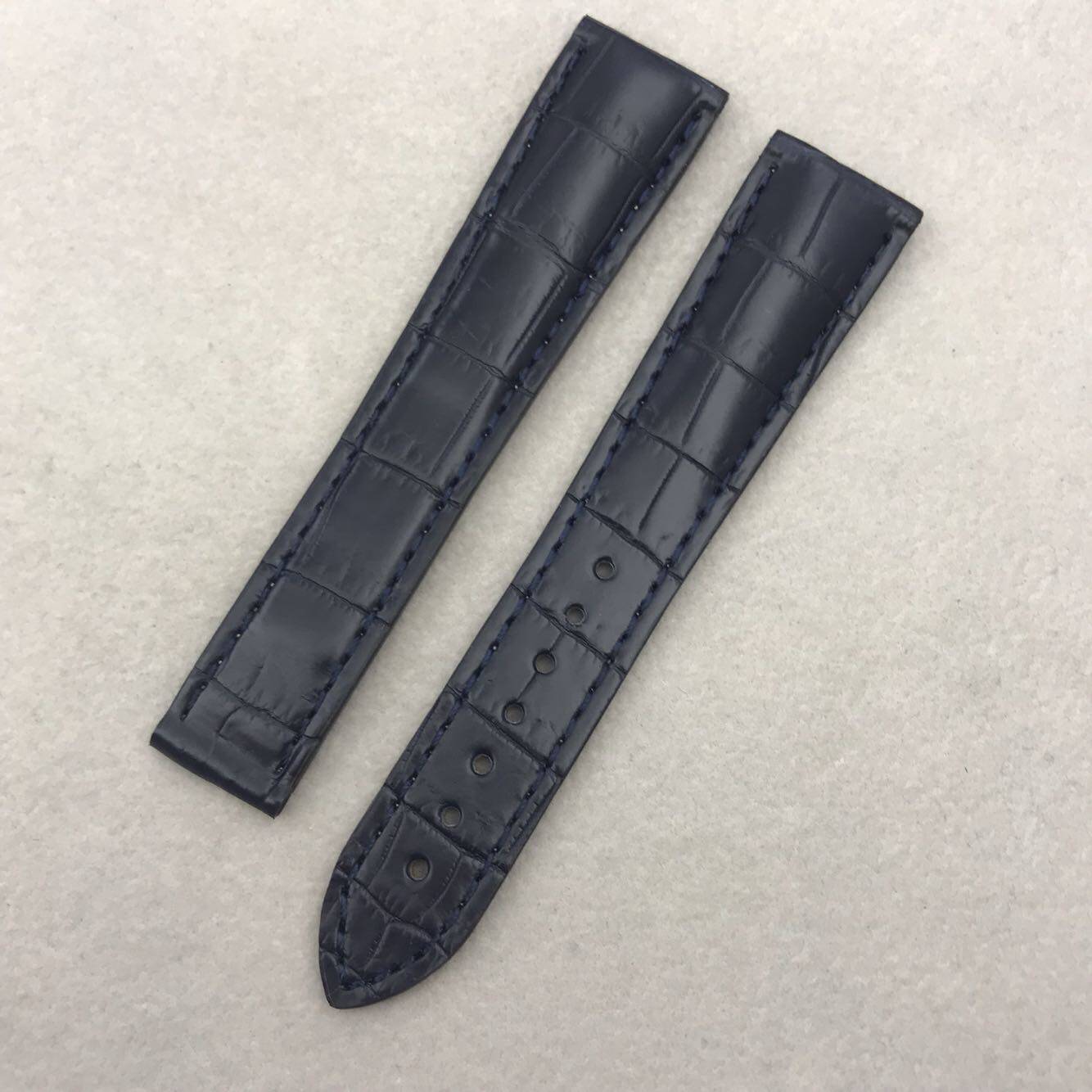 适配原装欧米茄 OMG海马 超霸 蝶飞手表鳄鱼皮皮表带 19 20mm
