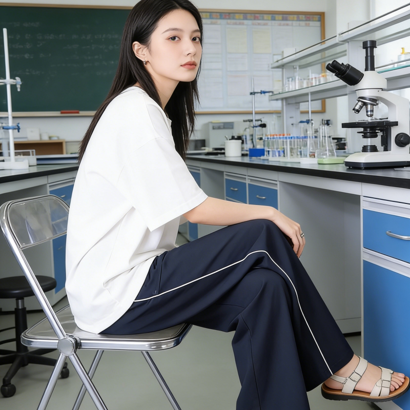 春秋校服裤子藏青蓝色一杠夏季薄款速干小初高中学生冰丝反光条图片