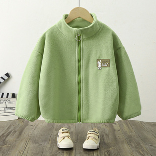 秋冬季儿童摇粒绒外套女童加绒上衣宝宝春装卫衣男童抓绒儿童衣服