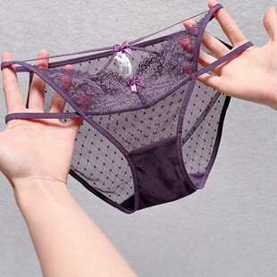 蕾丝内裤女少女青春活力性感镂空绑带系带蝴蝶结低腰包臀三角裤潮