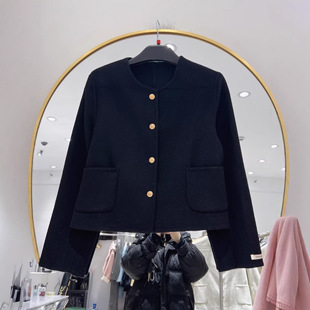 斯卡露2026秋冬新款高级感双面呢羊毛绒大衣女短款小香风羊毛呢