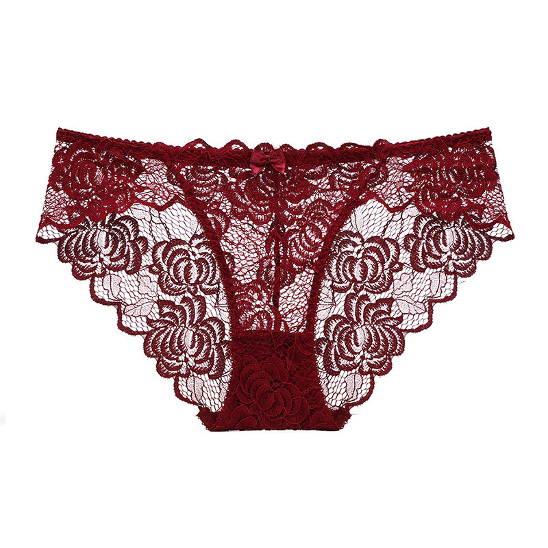 大码性感蕾丝内裤超薄诱惑透明女士内裤透气舒适包臀中腰三角裤