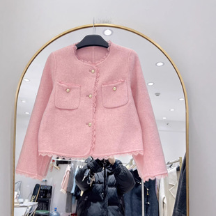 斯卡露2026秋冬新款精致小香风双面羊毛大衣女小个子毛呢外套