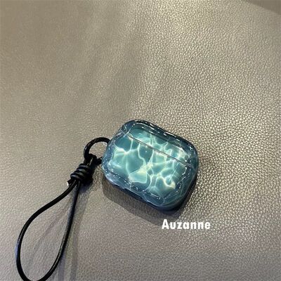 简约半透水波纹适用于airpodspro1代2代3代4代蓝牙耳机壳保护套