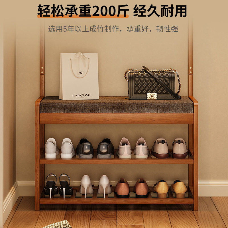 换鞋凳实木家用门口可坐式穿鞋凳入户鞋柜坐凳一体软垫进门鞋架子