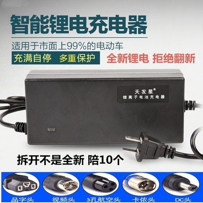 锂电池电动车充电器48V54.6V2A3A电车锂离子哈雷平衡车通用充电器