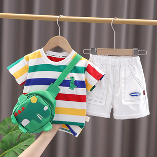 款 韩版 洋气两件套潮 婴幼儿童夏天短袖 男宝宝夏装 套装 童装 2022最新