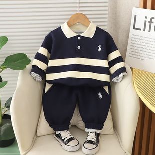 男童春装套装2025新款洋气儿童宝宝POLO衫休闲春秋季运动两件套