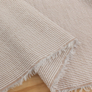 简约薄款咖啡色泡泡条纹布料 服装娃衣餐桌布窗帘抱枕手工diy面料