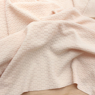 杏黄色立体提花几何图形绒面布料 秋季服装外套上衣裙子大衣面料