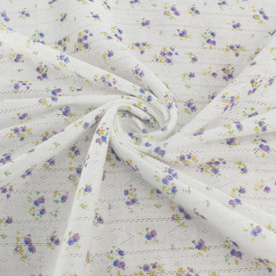 紫色碎花提花镂空暗条纹针织布料 秋上衣开衫罩衫童装长裙子面料