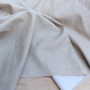 浅咖色挺阔复合带衬里仿麻千鸟格布料 服装外套西装背心裙子面料