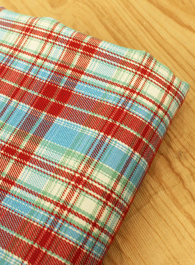 英伦风蓝红色织斜纹抗皱垂感TR格子 衬衫上衣JK公主百褶裙子布料