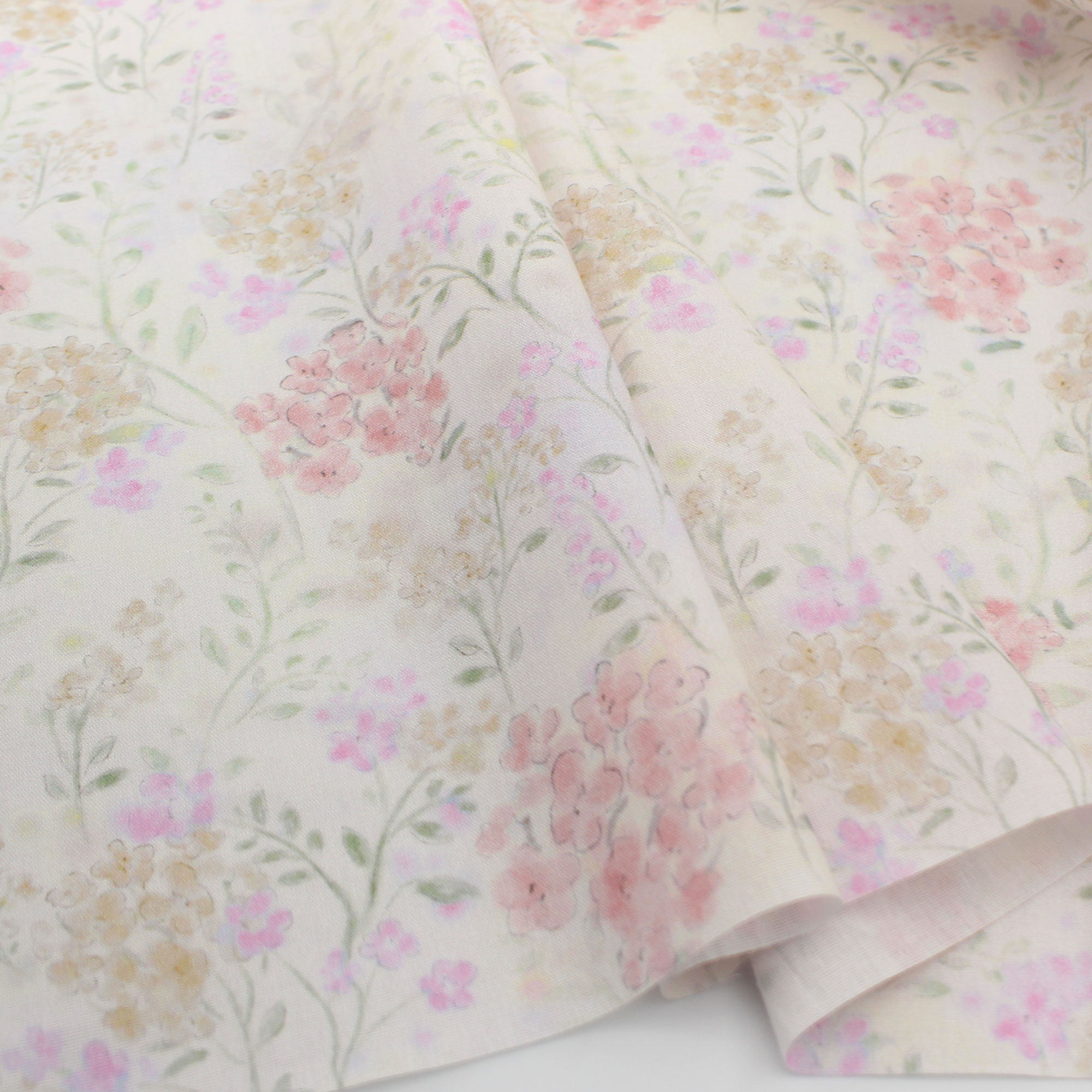 田园风薄款浅粉色碎花纯棉布料 上衣居家服装连衣裙童装睡衣面料