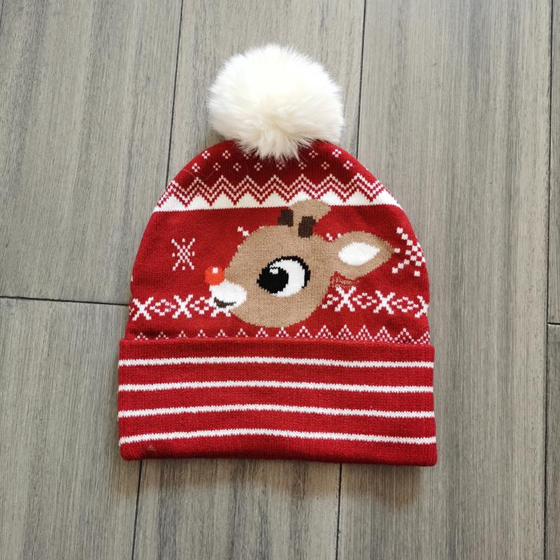 儿童帽子提花麋鹿儿童针织帽冬季冷帽男女宝宝护耳帽保暖帽2-10岁