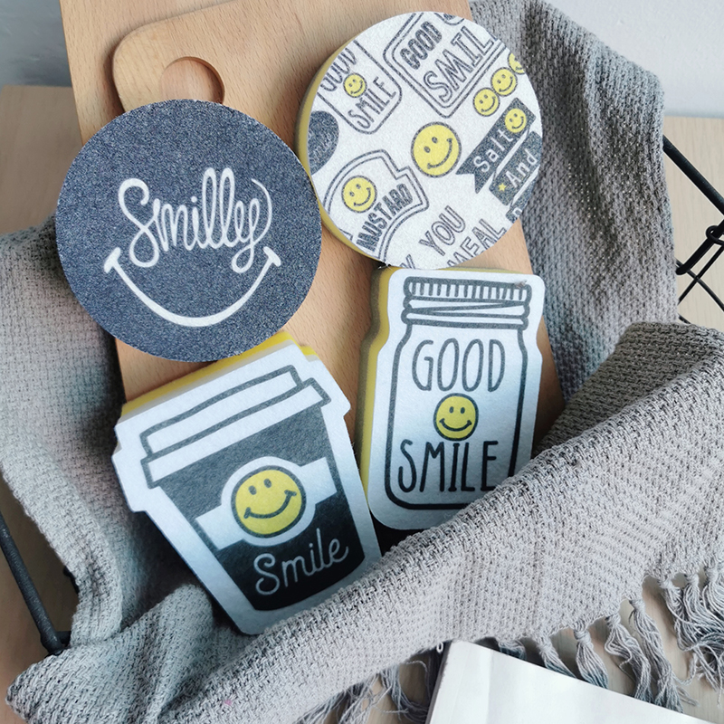 出口日本可爱笑脸百洁布海绵去污