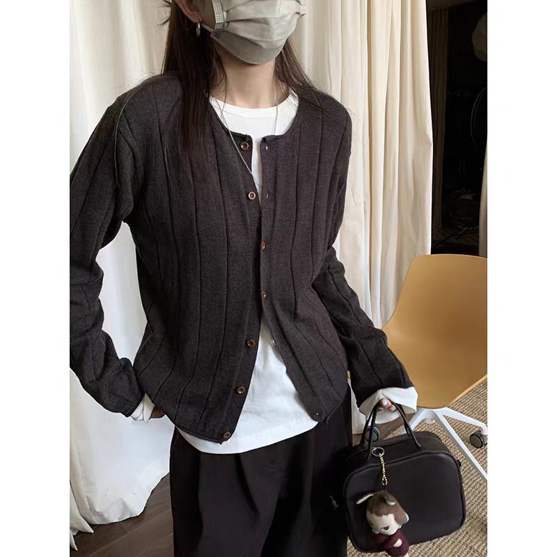 秋冬老钱风羊毛宽松开衫女