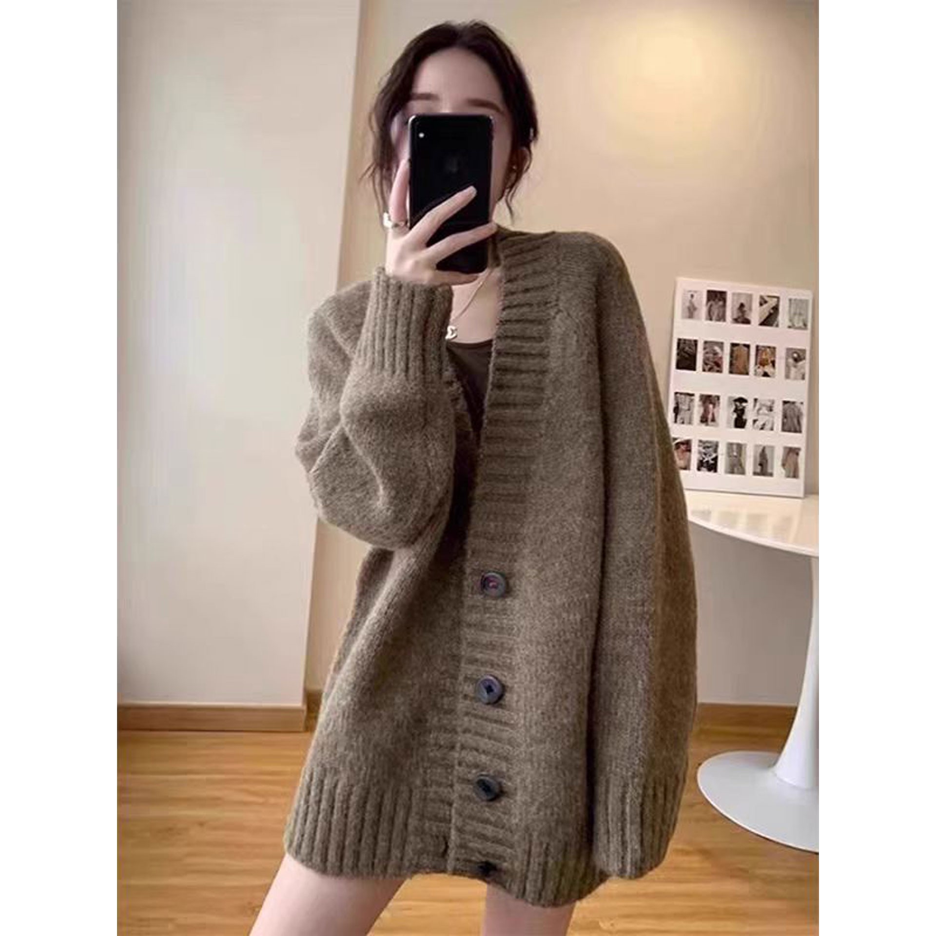 秋冬高端女100%羊毛山羊绒开衫