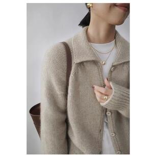 韩版新款山羊绒开衫女针织外套加厚毛衣粉色打底羊毛衫上衣秋冬潮
