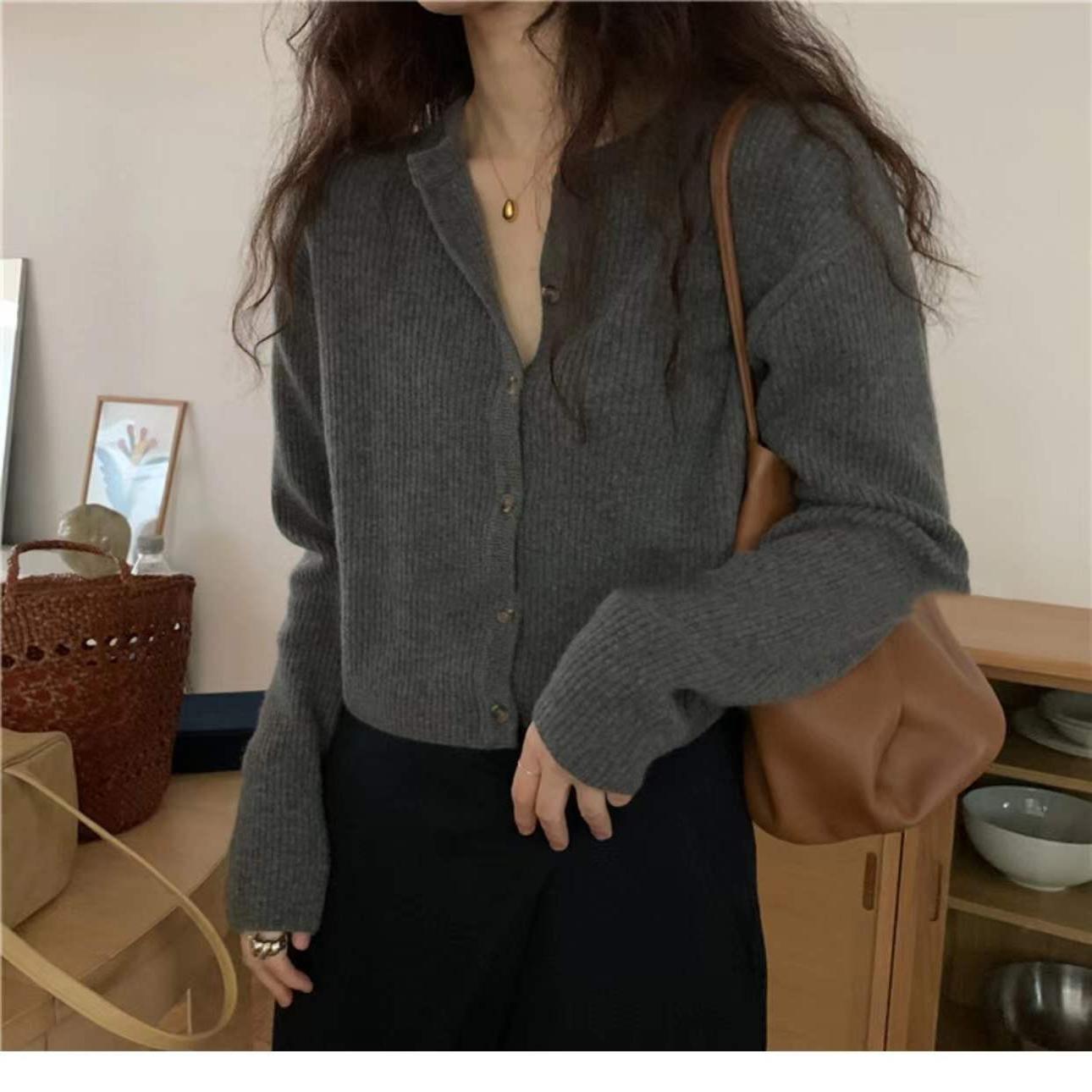 羊绒针织开衫女洋气打底毛衣