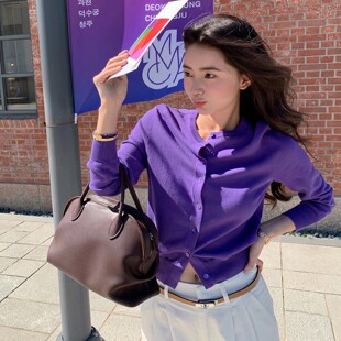 春新款羊毛开衫女宽松韩版短款薄无袖马甲背心两件套针织修身套装