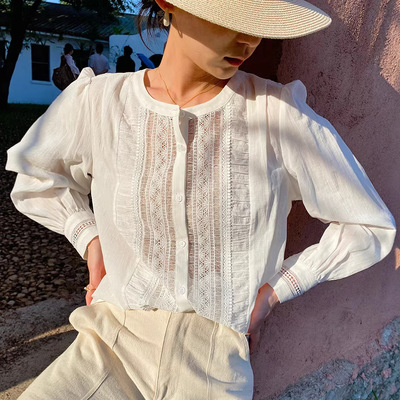 今年流行特惠春季新款法式衬衫女长袖设计感棉质白衬衣女南法欧美