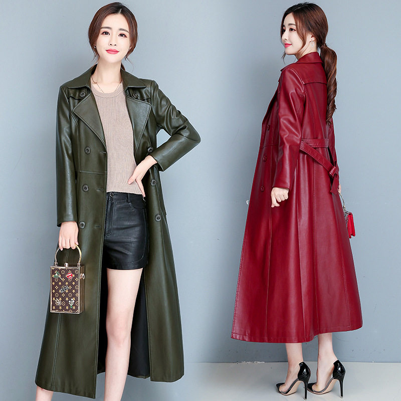 今年流行特惠加棉皮衣女过膝长款2025秋冬装翻领韩版风衣修身外套,女装/女士精品,皮衣,淘宝优惠券,粉丝福利购,淘宝优惠卷