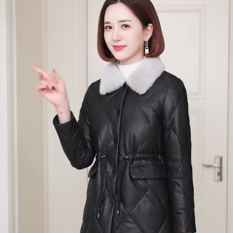 今年流行特惠新款海宁冬季真皮羽绒女中长款真皮绵羊皮修身时尚,女装/女士精品,皮衣,淘宝优惠券,粉丝福利购,淘宝优惠卷
