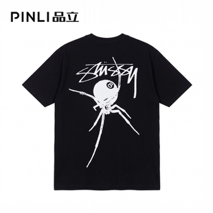 PINLI品立2026秋季新款男士圆领落肩创意印花纯棉短袖T恤上衣潮牌