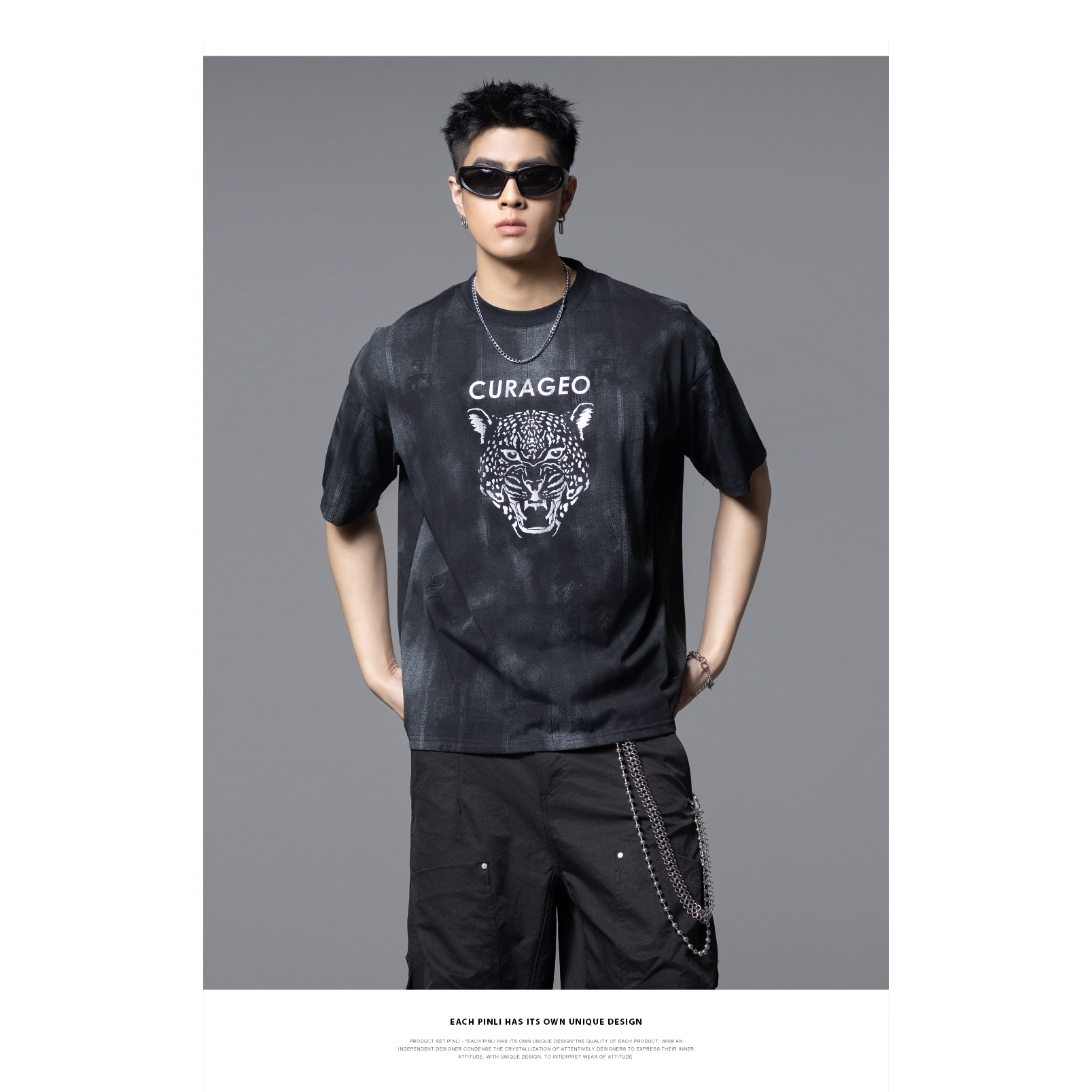 PINLI品立2025夏季新款潮牌美式休闲短袖T恤男士百搭宽松体恤上衣