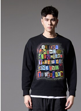 PINLI品立202字母烫钻休闲圆