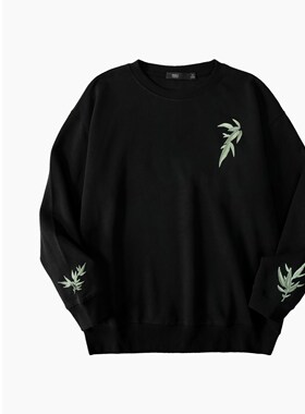 PINLI品立202叶子贴布绣套头